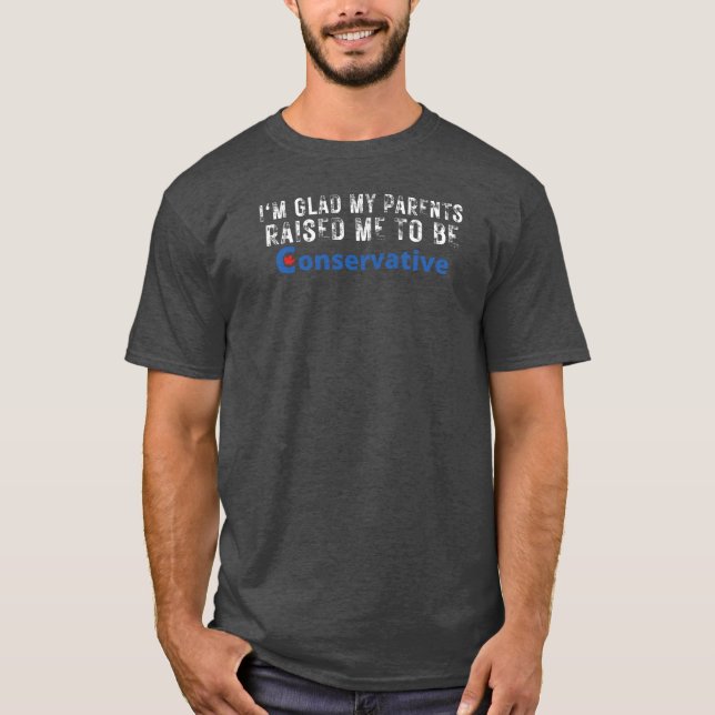 Raised Conservative | Canadian Political Humor T-Shirt (Front)