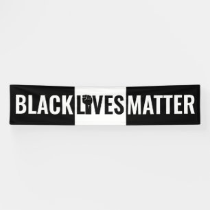 Raised Fist Black and White Black Lives Matter Banner
