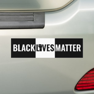 Raised Fist Bold Black & White Black Lives Matter Bumper Sticker