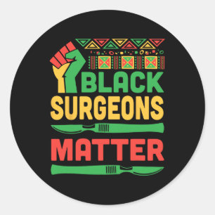 Raised Fist Heartbeat Black Surgeons Problem Healt Classic Round Sticker