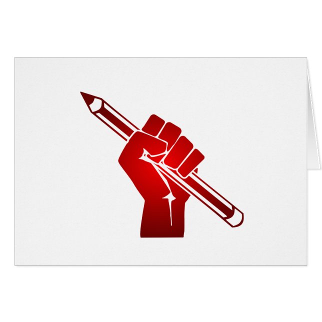 Raised Fist Holding Pencil (Front Horizontal)