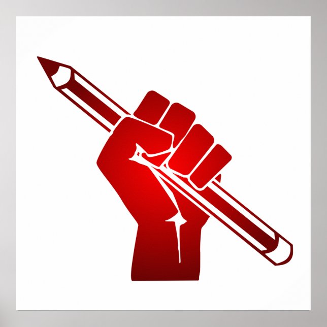 Raised Fist Holding Pencil Poster (Front)