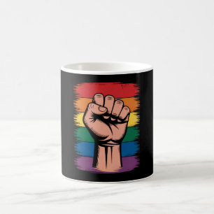 Raised Fist Pride Rainbow LGBTQ Support Rights Coffee Mug