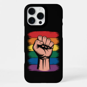 Raised Fist Pride Rainbow LGBTQ Support Rights iPhone 16 Pro Max Case
