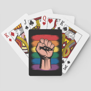 Raised Fist Pride Rainbow LGBTQ Support Rights Playing Cards