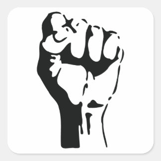 raised fist square sticker