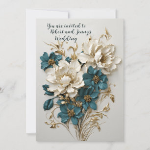 Raised Floral Wedding Invitation