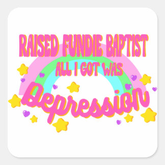 Raised Fundie Baptist Rainbow Hearts Stars Square Sticker