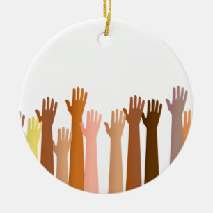 Raised Hands Ceramic Ornament