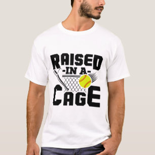 Raised In A Cage Funny Softll Player T-Shirt