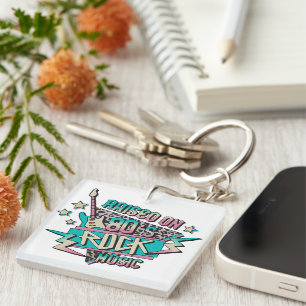 Raised on 80s Rock Music Key Ring