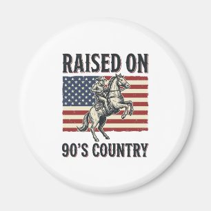 Raised On 90s Country Cowboy Western Shirt Design_ Magnet