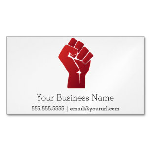 Raised Red Gradient Fist Magnetic Business Card