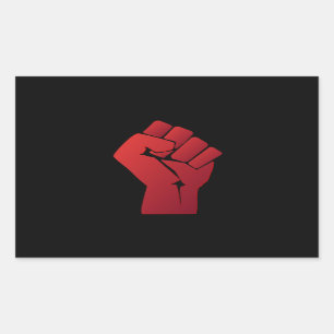 Raised Red Gradient Fist Rectangular Sticker