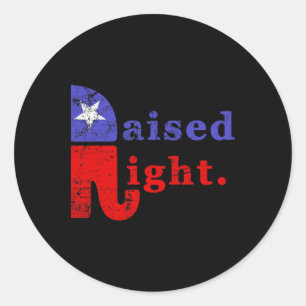 Raised Right Republican Elephant Retro Style Distr Classic Round Sticker