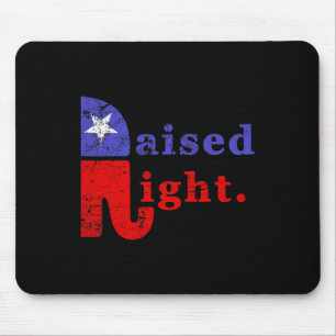 Raised Right Republican Elephant Retro Style Distr Mouse Pad