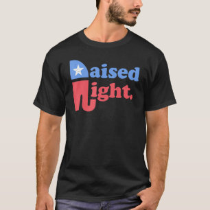Raised Right Republican Elephant Retro Style Distr T-Shirt