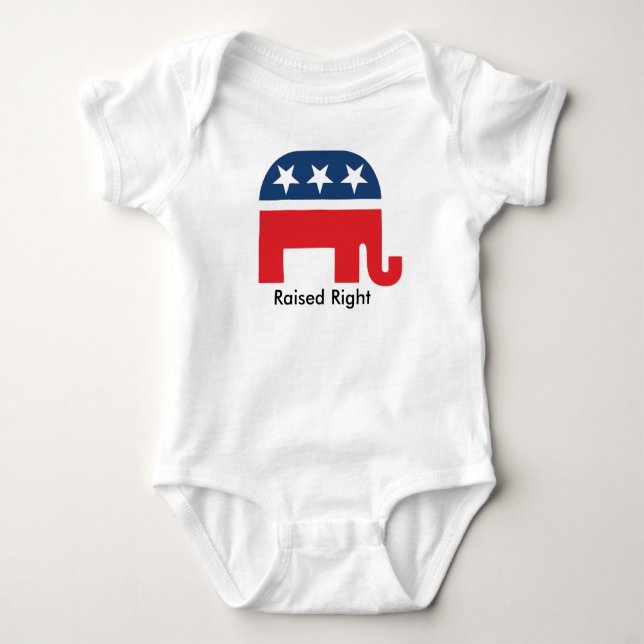 Raised Right Republican Elephant Unisex Baby Shirt (Front)