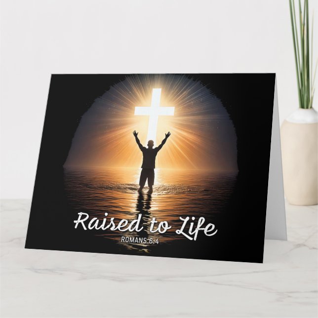 Raised to Life - Baptism Made New Christian Faith Card (Front)