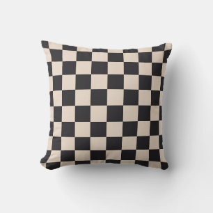 Raisin Black and Almond Checkerboard Cushion