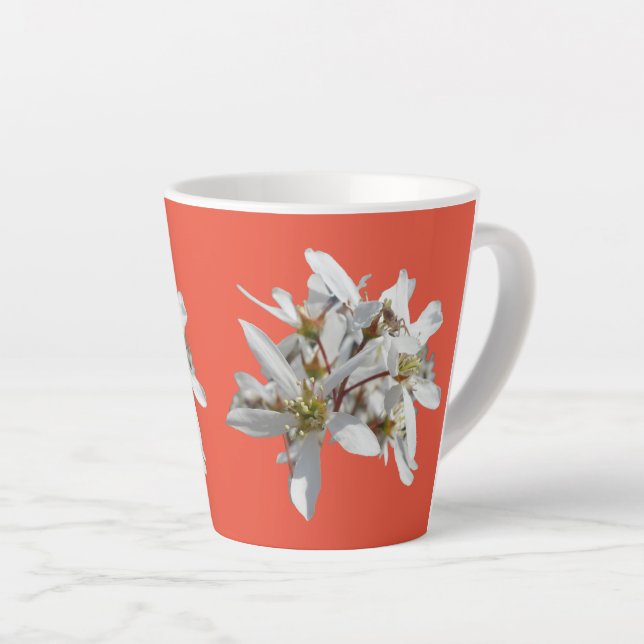Raisin Blossom Cust. Orange Red Latte Mug (Right Angle)