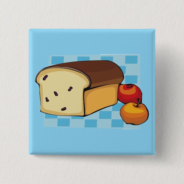 Raisin Bread Loaf and Red Apples 15 Cm Square Badge (Front)