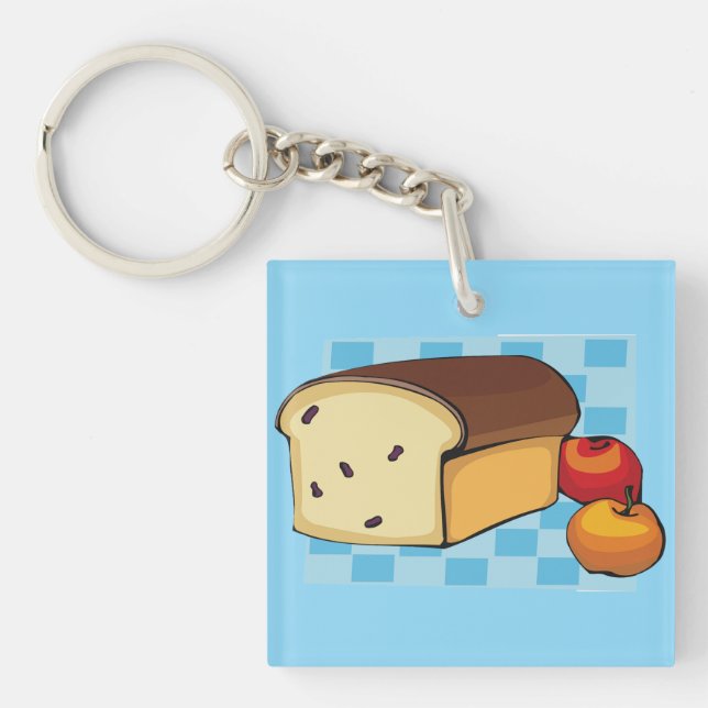 Raisin Bread Loaf and Red Apples Key Ring (Front)