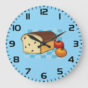 Raisin Bread Loaf and Red Apples Large Clock