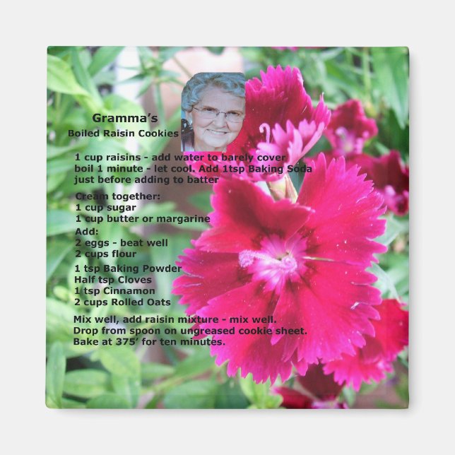Raisin Cookie Recipe Magnet (Front)
