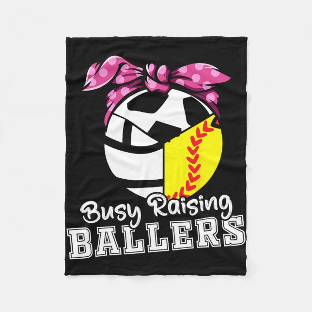 Raising Ballers - Funny Softball Volleyball Soccer Fleece Blanket (Front)