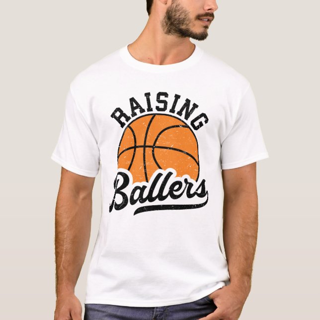 Raising Ballers Retro Basketball T-Shirt (Front)