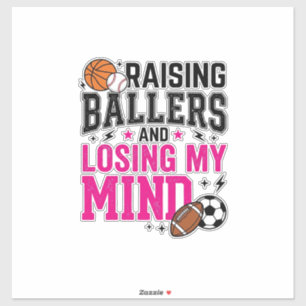 Raising Ballers Sports Mum Vintage T-Shirt Design_