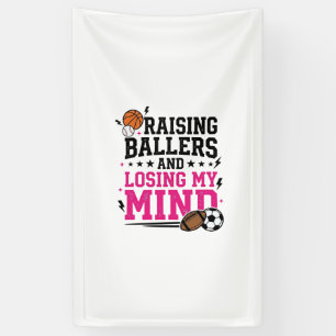 Raising Ballers Sports Mum Vintage T-Shirt Design Banner