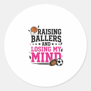 Raising Ballers Sports Mum Vintage T-Shirt Design Classic Round Sticker