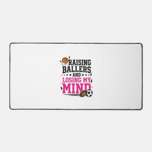 Raising Ballers Sports Mum Vintage T-Shirt Design Desk Mat