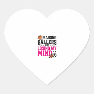 Raising Ballers Sports Mum Vintage T-Shirt Design_ Heart Sticker