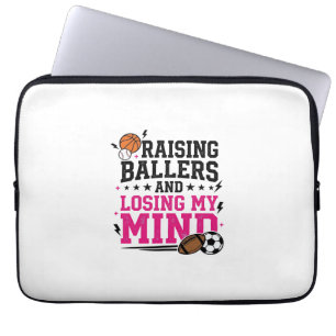 Raising Ballers Sports Mum Vintage T-Shirt Design  Laptop Sleeve
