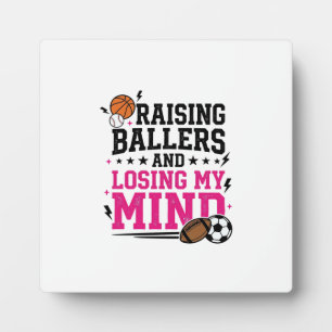 Raising Ballers Sports Mum Vintage T-Shirt Design Plaque