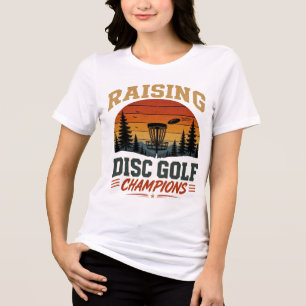 Raising Disc Golf Champions Retro Sunset Design Tri-Blend Shirt