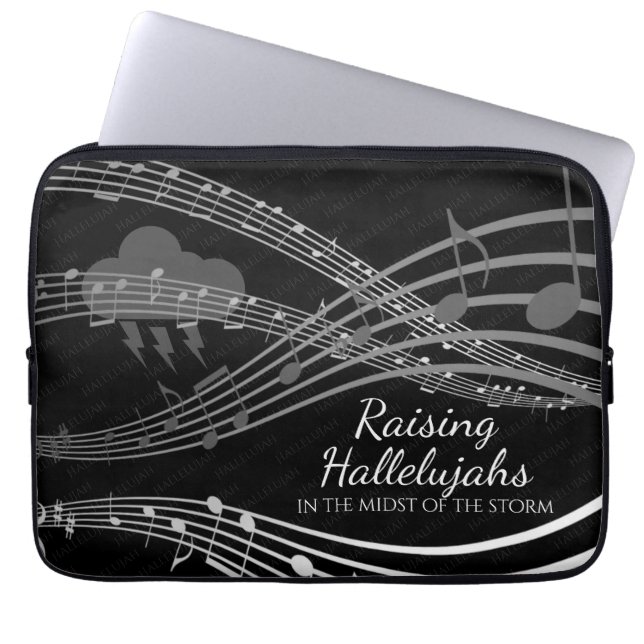 RAISING HALLELUJAHS IN STORM Personalised Black Laptop Sleeve (Front)