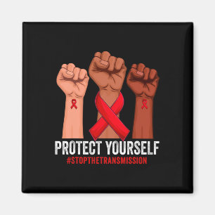 Raising Hand Protect Yourself HIVAIDS Awareness Re Magnet