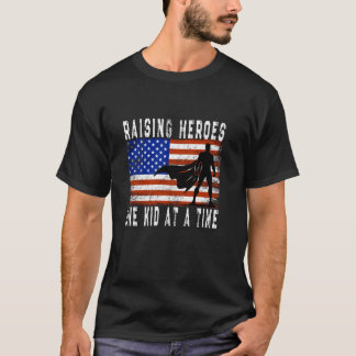 Raising Heroes Superhero Dad Retro US Flag Father  T-Shirt