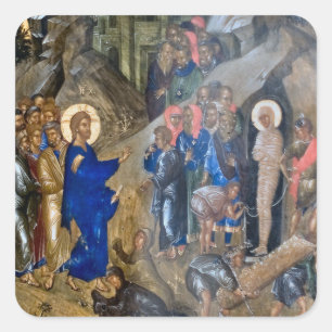 Raising of Lazarus Orthodox Christian Icon Square Sticker