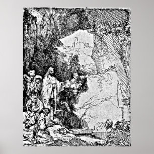 Raising of Lazarus Rembrandt Engraving Poster