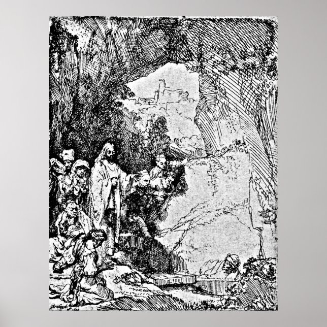 Raising of Lazarus Rembrandt Engraving Poster (Front)