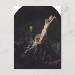 Raising of the Cross, Passion Series by Rembrandt  Postcard