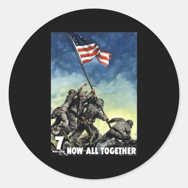 Raising The Flag On Iwo Jima Ww2 Classic Round Sticker (Front)