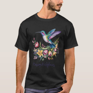 Raising Wildflowers Hummingbird Floral Artwork Mum T-Shirt