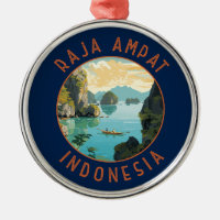 Raja Ampat Indonesia Boat Retro Distressed Circle