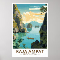 Raja Ampat Indonesia Boat Travel Art Vintage